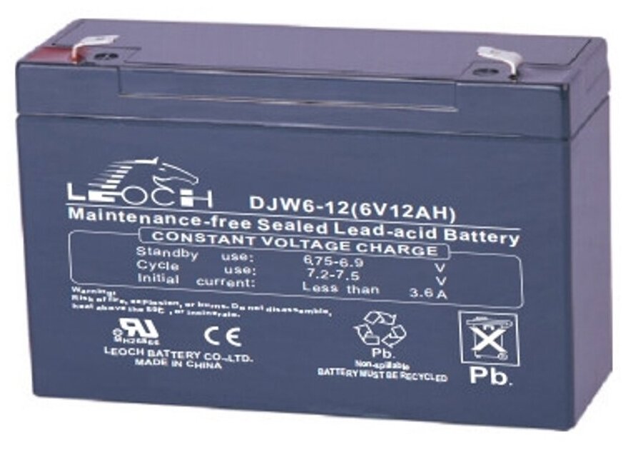 Аккумулятор для детского электромобиля LEOCH DJW6-12 (6V 12AH / 6 В 12Ач)