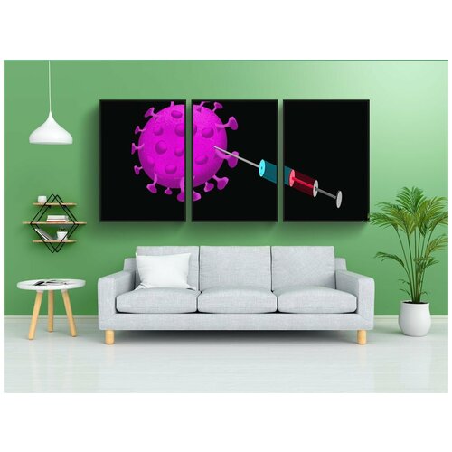 фото Набор модулных постеров для интерьера "корона, вакцинация, вирус" 60x90 см. в тубусе, без рамки lotsprints
