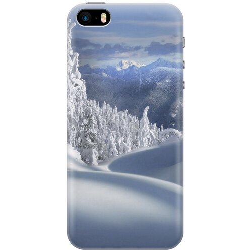фото Силиконовый чехол на apple iphone se / 5s / 5 / эпл айфон 5 / 5 эс / се с принтом "заснеженный лес и горы gosso