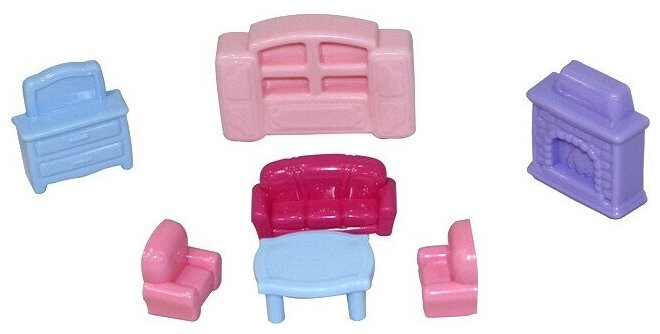 Набор мебели для кукол Полесье №2 (7 элементов) с розовым диваном - фото №5