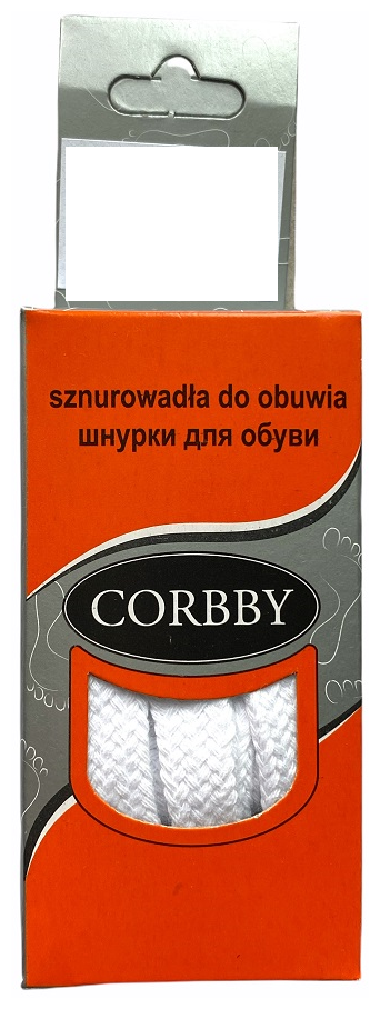 Corbby шнурки плоские 90 см. Хлопок 100%. Белые.