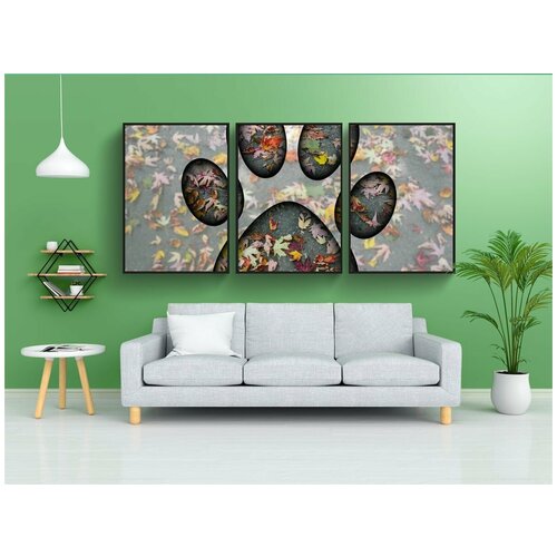 фото Набор модулных постеров для интерьера "отпечаток пальца, собака, pata" 60x90 см. в тубусе, без рамки lotsprints