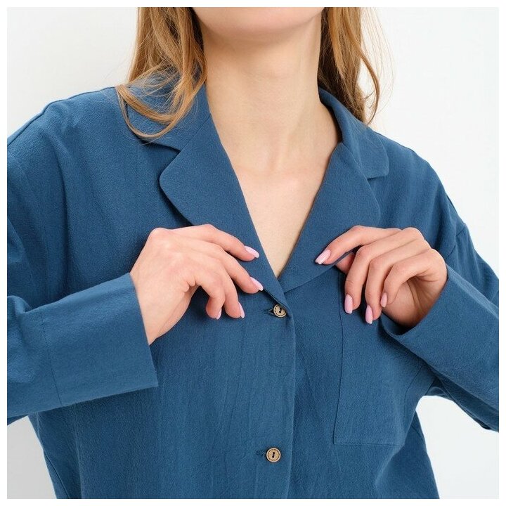 Пижама женская (рубашка и брюки) KAFTAN "Basic" р.48-50, синий - фотография № 13