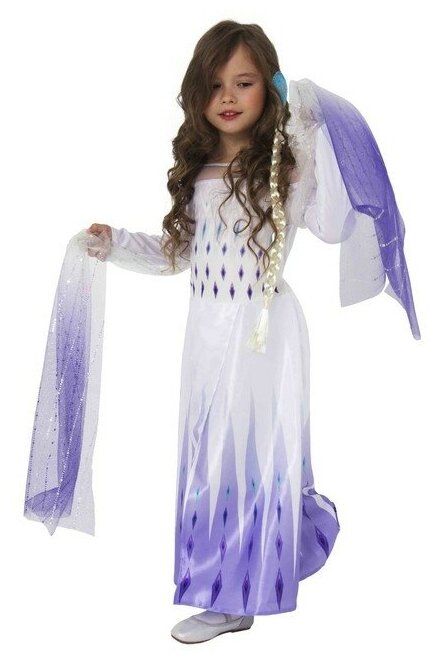 Карнавальный костюм "Эльза 2", белое платье, р.28, рост 110 см 7313773
