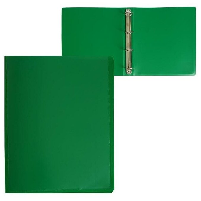 Папка на 4 кольцах А4 40мм 700мкм Calligrata, панорама, лицевой карман, зеленая 6579808