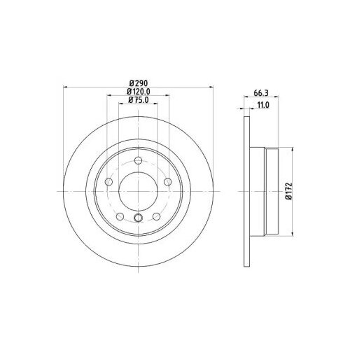 фото Диск тормозной bmw 1 f20 116-118 10- задний d 290мм., hella pagid, 8dd 355 120-231