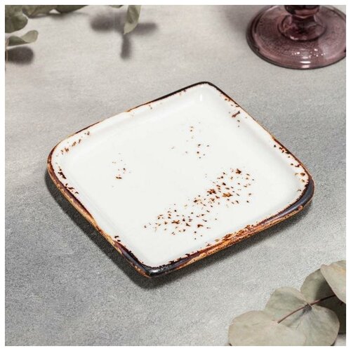 Блюдо квадратное «Элиганс», 14,5×14,5 см, цвет белый