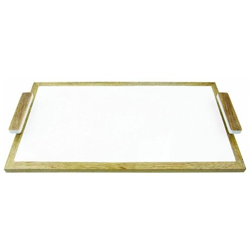 Поднос Mango Wood &White Enamel 51*28*5см
