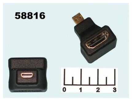 Переходник micro HDMI штекер/HDMI гнездо gold угол Rexant