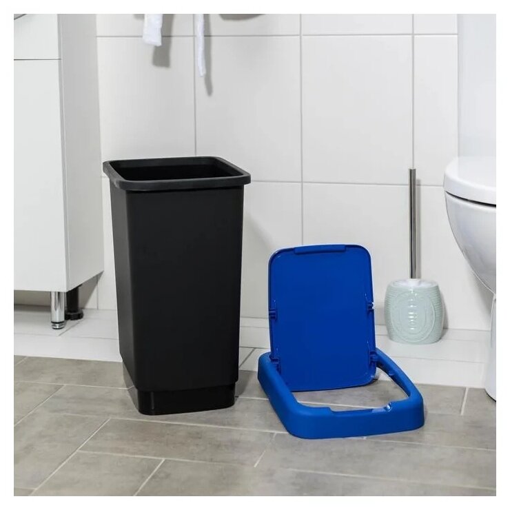 Ведро для мусора Idea Twin 25 л пластик черный/синий (26x33x47 см)