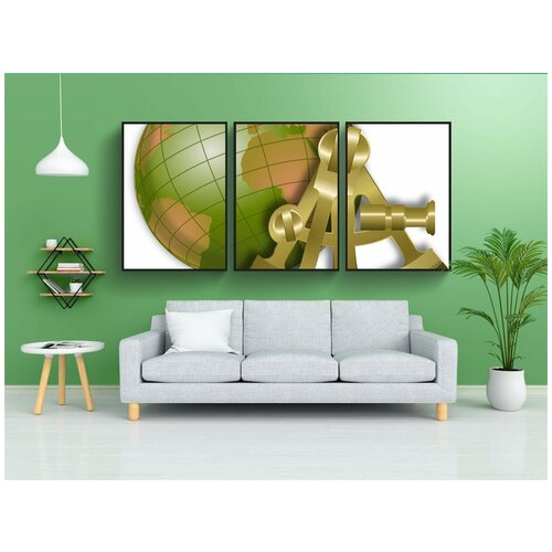 фото Набор модулных постеров для интерьера "глобус, карта, морской" 60x90 см. в тубусе, без рамки lotsprints