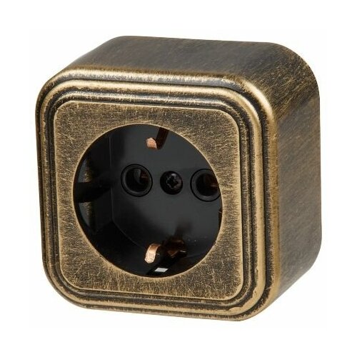 Розетка 1-ая (открытая, с/з) бронз, Стандарт, Юпитер (RA16-133-ЧБ) (JP7413-03) (юпитер)