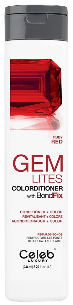 Celeb luxury Кондиционер тонирующий, корректирующий цвет Рубин Gemlites Ruby Colorditioner 244 мл
