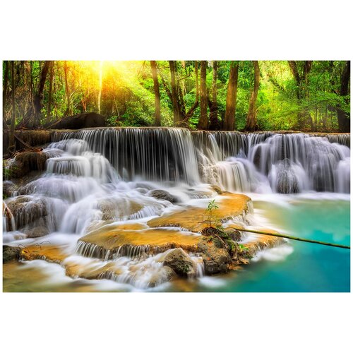 Фотообои Уютная стена Красочный водопад Эраван 410х270 см Бесшовные Премиум (единым полотном)