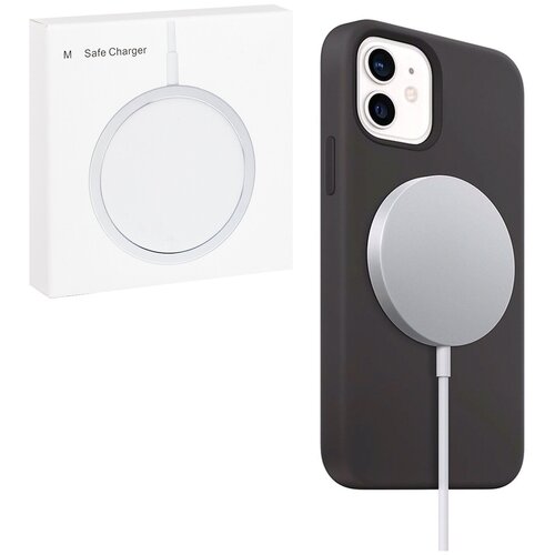 Беспроводное зарядное устройство для Iphone MagSafe Charger (Магсейф), белый, 15 Вт беспроводное зарядное устройство magcharge qi magsafe charger для iphone c функцией быстрой зарядки 15w черная