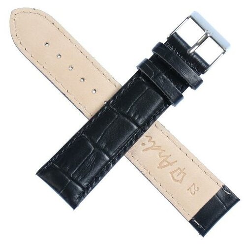 фото Ремешок для часов, мужской, 22 мм, натуральная кожа,чёрный brand no name