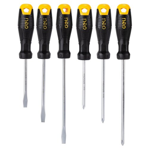 набор отверток deli tools dl620002 2 предм черный желтый Набор отверток Deli Tools DL620006, 6 предм., черный/желтый, 2 уп.