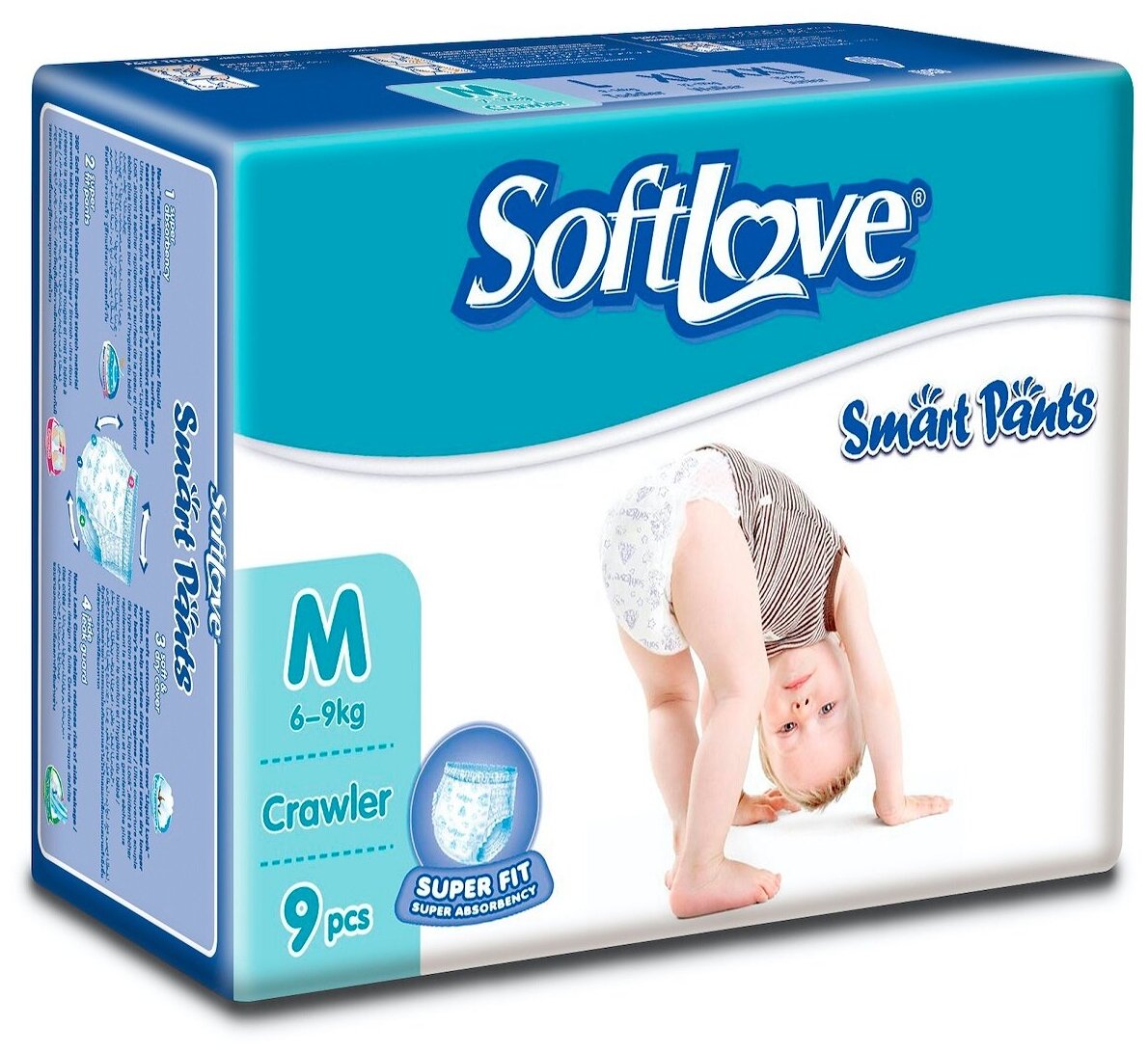 Подгузники-трусики Softlove Smart Pants, размер M, 6-9 кг, 9шт.