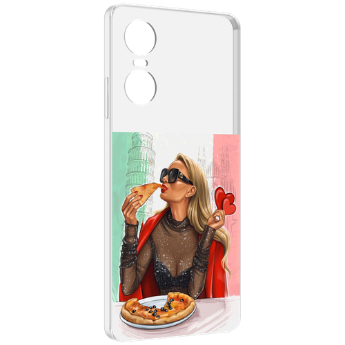 Чехол MyPads любительница-пиццы женский для Tecno Pop 6 Pro задняя-панель-накладка-бампер