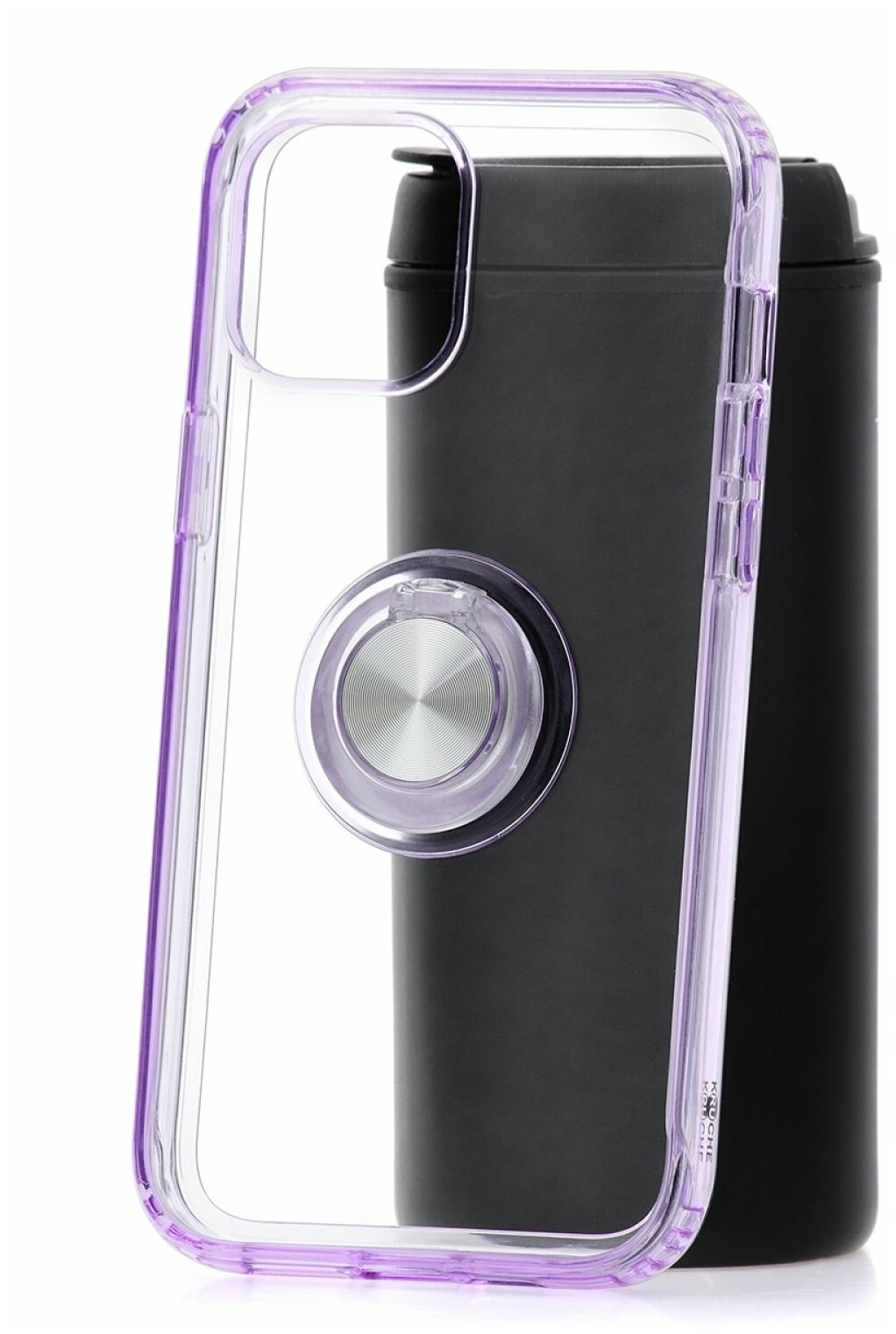 Чехол с кольцом для Apple iPhone 12 Pro Max КRUЧЕ Ring Purple, силиконовый бампер с защитой камеры, пластиковый защитный кейс, прозрачная накладка