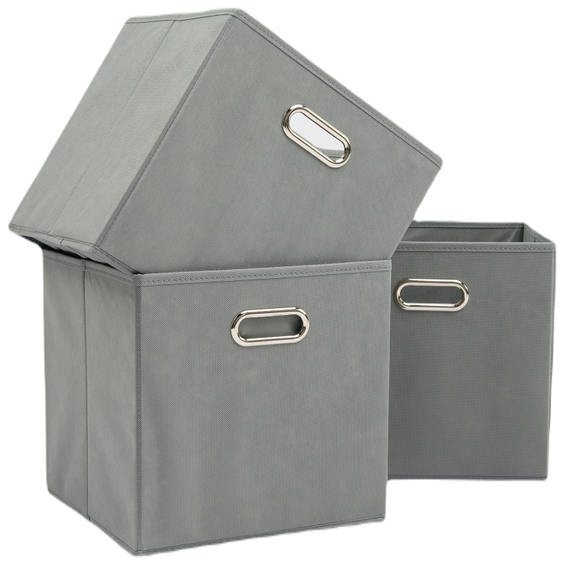 Набор складных коробок для хранения Home One, 30х30х30см, 3шт, металл. ручки, серый - фотография № 2