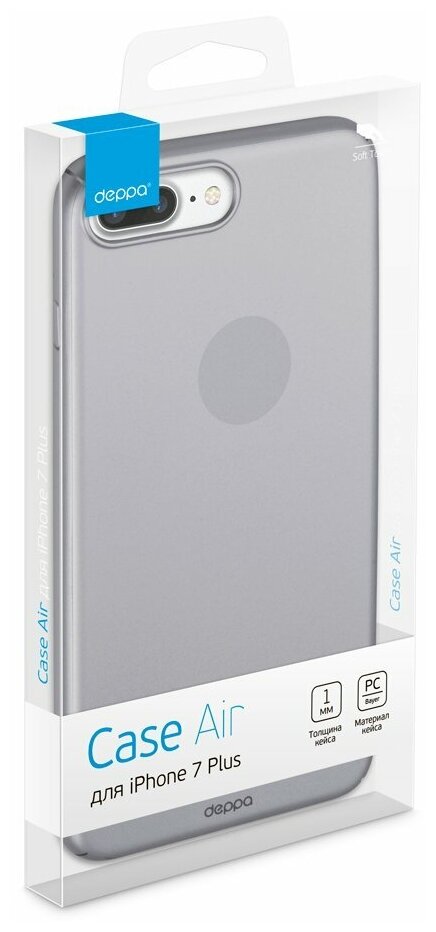 Чехол (клип-кейс) DEPPA Air Case, для Apple iPhone 7 Plus, графит [83274] - фото №3