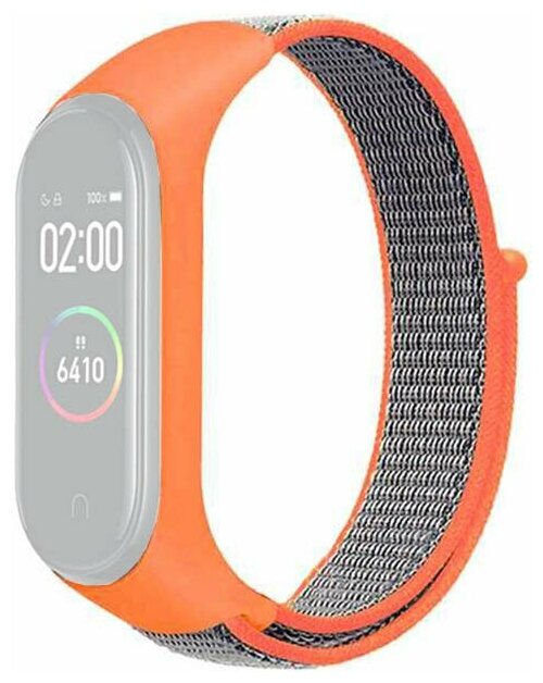 Aксессуар Ремешок DF для Xiaomi Mi Band 3 / 4 / 5 Nylon Orange-Grey xiNylonband-01