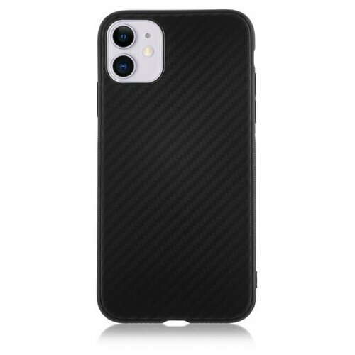 фото Чехол накладка для iphone 11 с текстурой карбон / для айфон 11 / черный qvatra