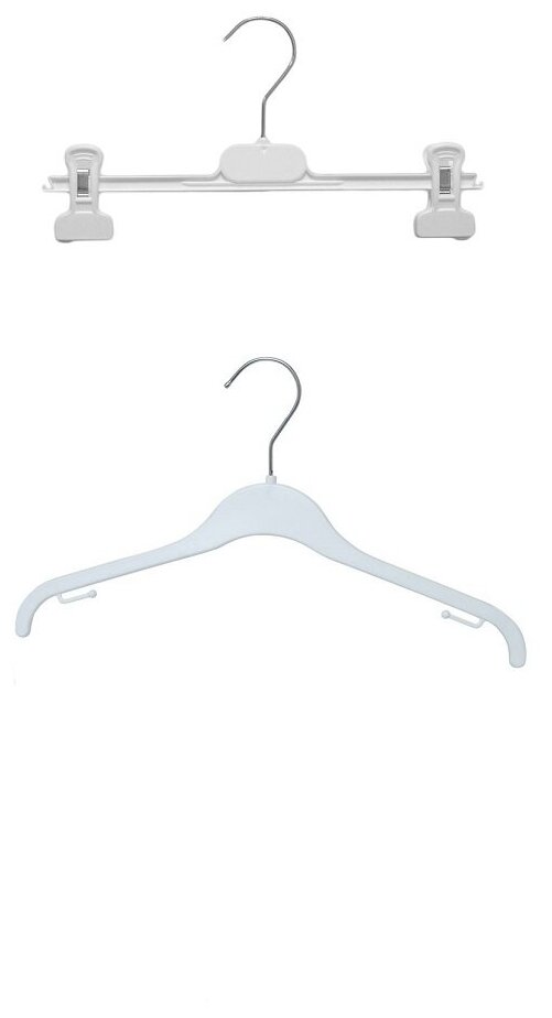 Вешалки Valexa Набор (для детской одежды ДМ-36 1 шт 360ммх5мм+ брючная БВ-4 1 шт 300ммх10мм) белые