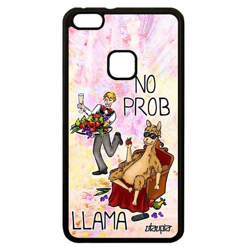 фото Необычный чехол на смартфон // huawei p10 lite // "no prob lama" шутка дизайн, utaupia, светло-розовый