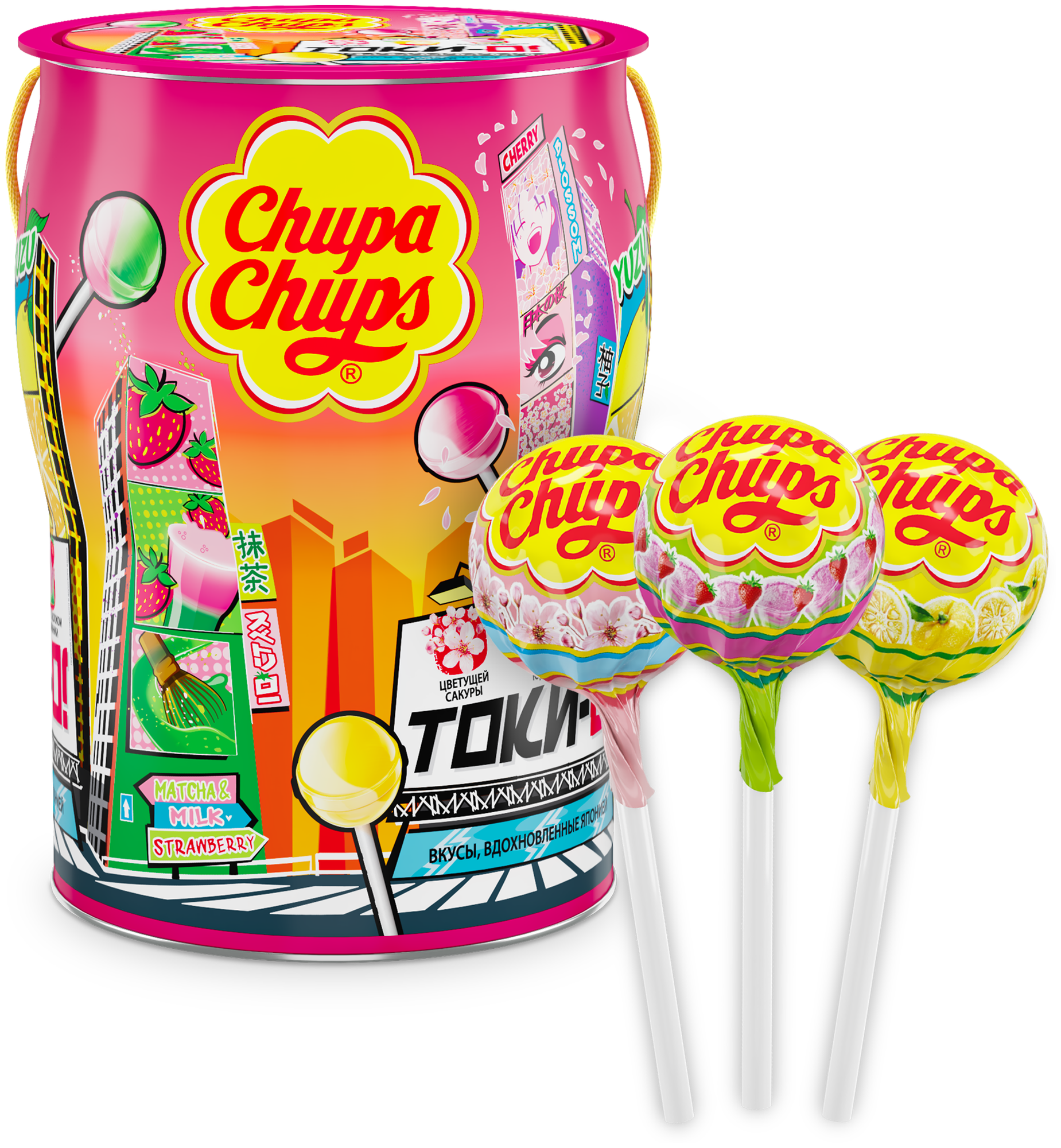 Карамель Chupa Chups Tok-Yo! ведро, 150шт по 12г