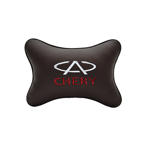 фото Подушка на подголовник экокожа coffee с логотипом автомобиля chery vital technologies