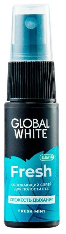 Global White Спрей для полости рта GLOBAL WHITE Освежающий 15 мл, 15 мл, мята