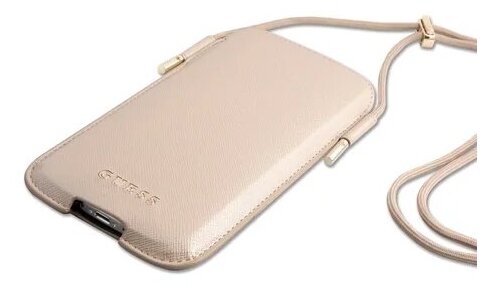 Guess для смартфонов чехол Pouch PU Saffiano 4G Gold (L size, IP12PM), шт - фотография № 4