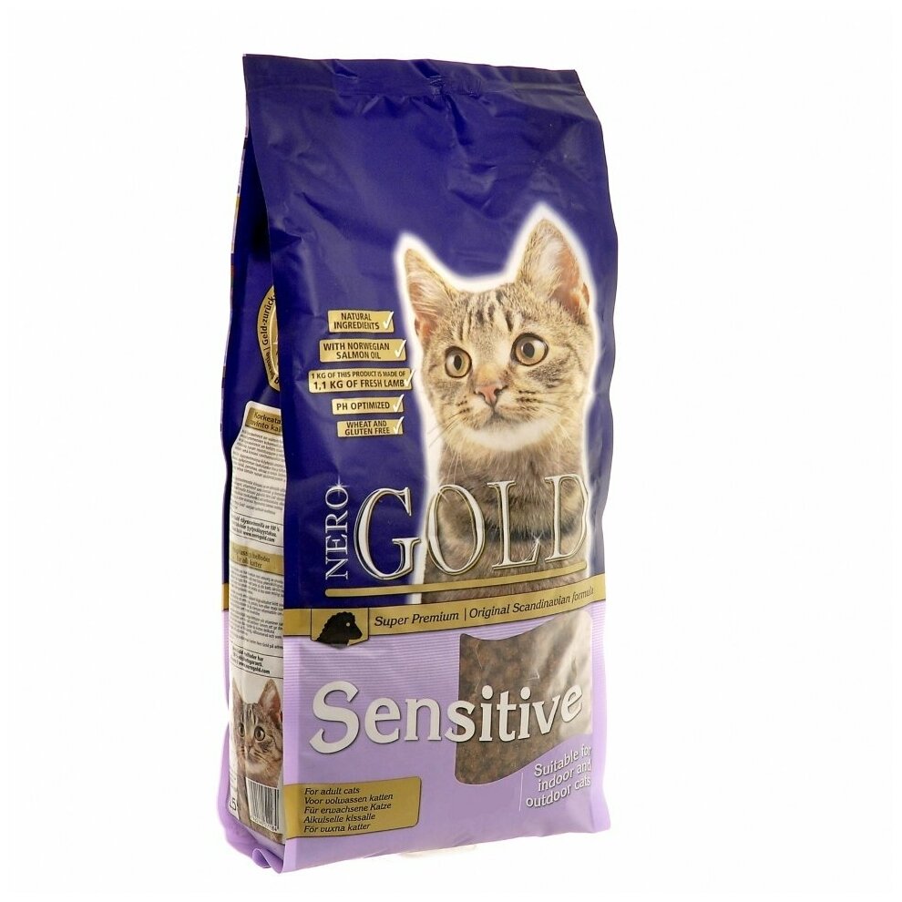 Корм Nero Gold для кошек с чувствительным пищеварением: Ягненок (Cat Adult Sensitive), 18 кг - фотография № 2