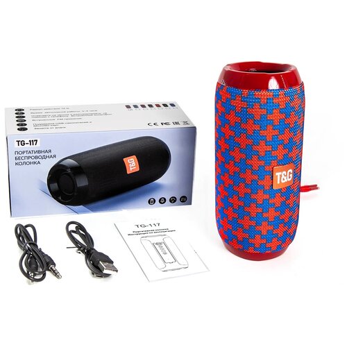 Портативная колонка TG117 10Вт цвет красно-синий 2 динамика FM радио Hands Free micro SD 1200мАч 79000₽