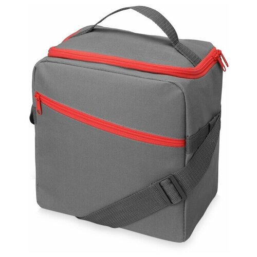 Изотермическая сумка-холодильник Classic c контрастной молнией, цвет серый/красный