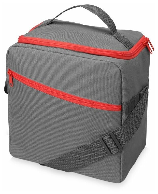 Изотермическая сумка-холодильник "Classic" c контрастной молнией, цвет серый/красный