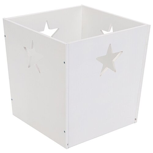фото Деревянный ящик для игрушек белый со звездочками посиделкин