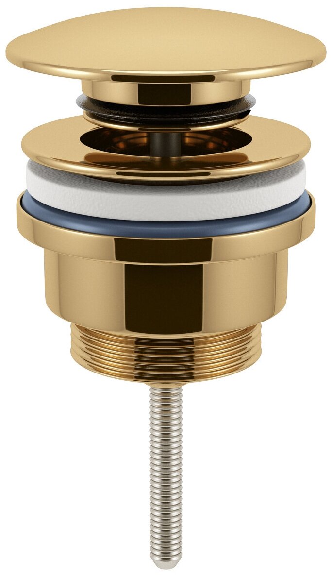 Универсальный донный клапан для раковины Wellsee Drainage System 182141000, для умывальников с переливом/без перелива, латунь, цвет золото