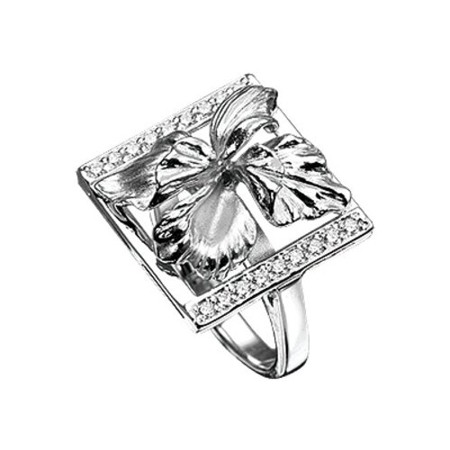 Перстень Альдзена Орхидея К-15001, серебро, 925 проба, родирование, фианит, размер 16.5, серебряный
