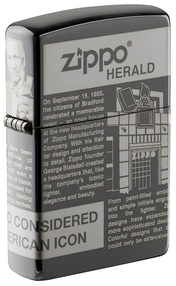 Зажигалка Zippo Classic Black Ice чёрная-глянцевая - фотография № 1