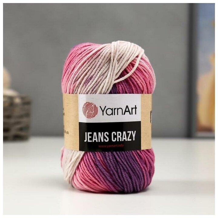 Пряжа YarnArt "Jeans crazy", 55% хлопок, 45% акрил, 160 м/50 гр, (8206 принт)