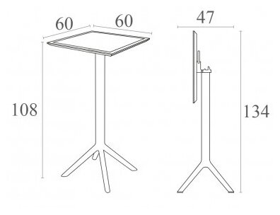 Барный стол Siesta Contract Sky Folding Bar Table 60, складной, бежевый - фотография № 2