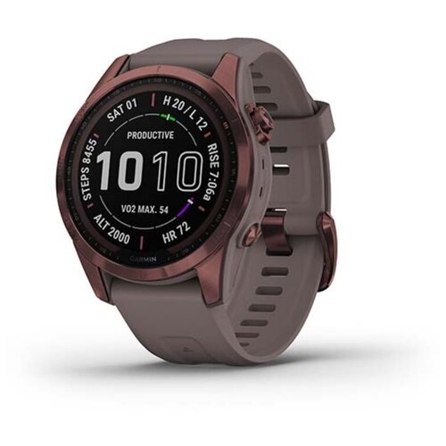 Умные часы Garmin Fenix 7s Sapphire Solar титановый темно-бронзовый с сланцево-серым силиконом 6129900₽