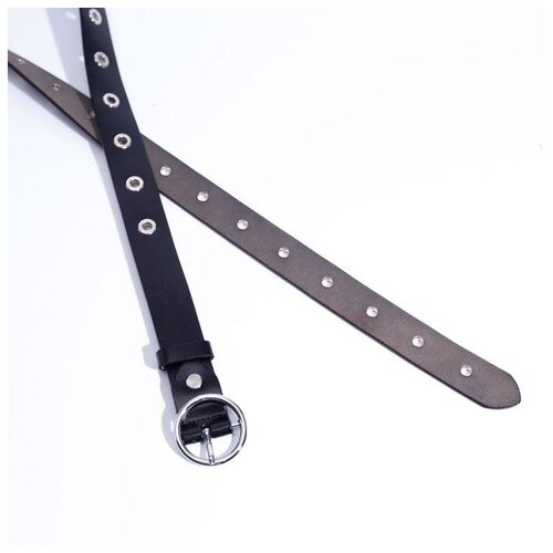 фото Ремень женский, ширина 2,5 см, винт, пряжка металл, люверсы, цвет чёрный wow brand