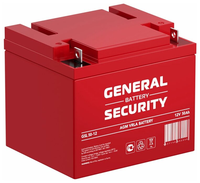 Свинцово-кислотный аккумулятор General Security GSL 50-12 (12 В 50 Ач)
