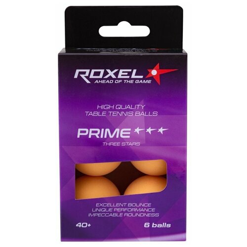 фото Мяч для настольного тенниса roxel prime 3* оранжевый, 6 шт. (1123672)