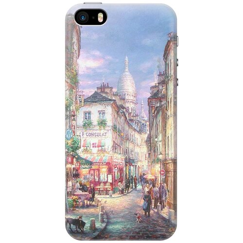 фото Re:paчехол - накладка artcolor для apple iphone se / 5s / 5 с принтом "пейзаж монмартра"