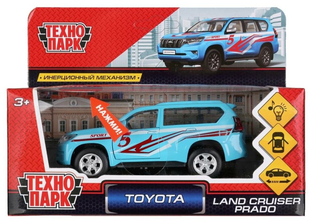 Модель машины Технопарк Toyota Land Cruiser Prado Спорт, инерционная, свет, звук PRADO-S-SL